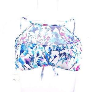 Saha White Floral Halter Mesh Bikini Top S